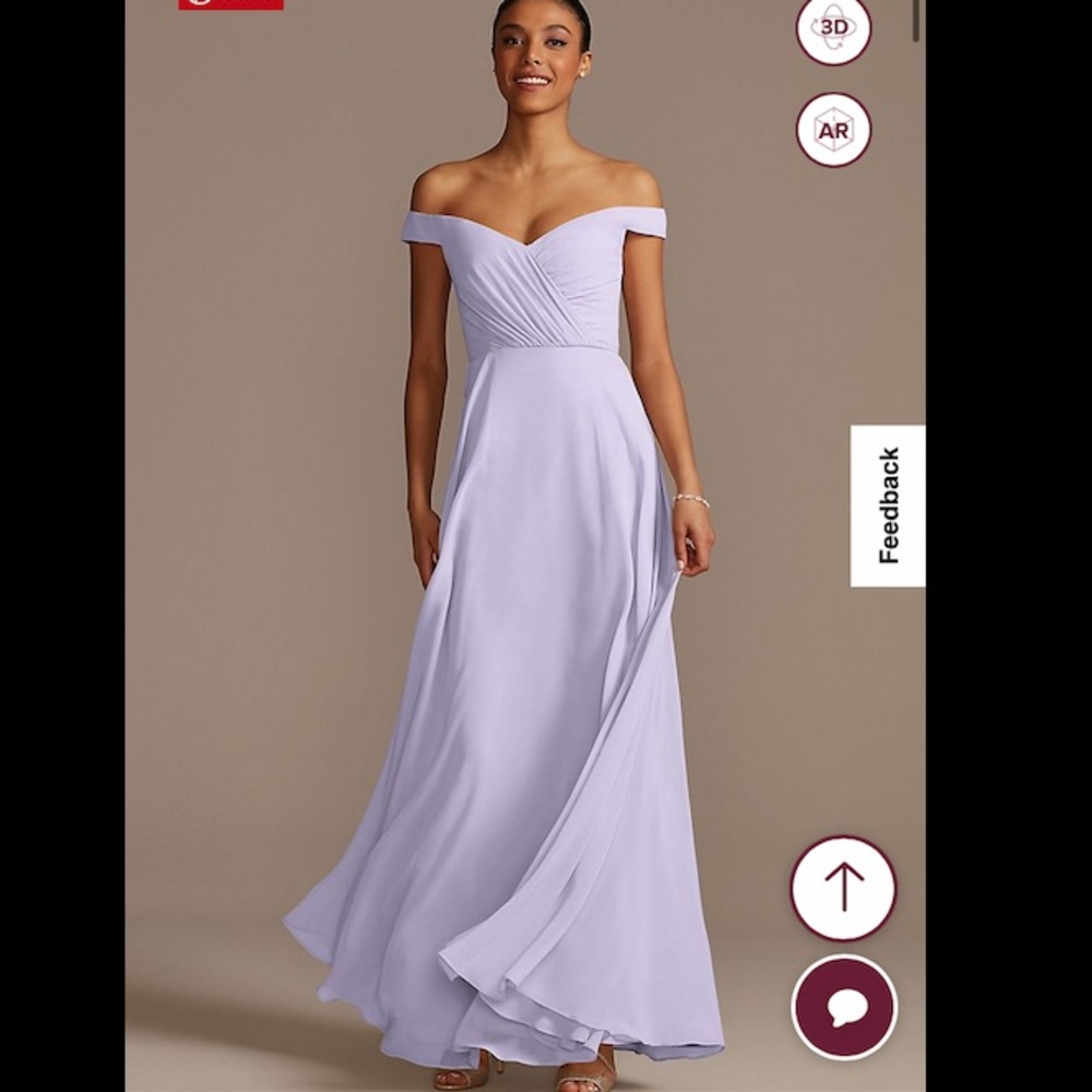 David’s Bridal Iris Off the Shoulder Full Skirt Bridesmaid